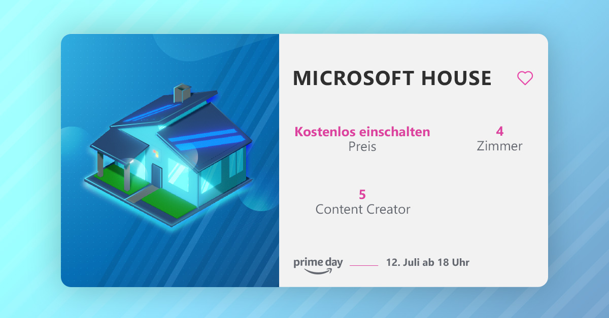 MicrosoftDE's tweet photo. Ein ganzes 🏡 voll mit unseren Technologien!
Morgen um 18 Uhr zeigen wir im #MicrosoftHouse Livestream vielfältige Anwendungsbeispiele für unsere Devices und Services – in 4️⃣ Räumen, mit 5️⃣ bekannten Content Creator*innen, vielen Challenges und Deals. Save the date!
#PrimeDay https://t.co/rwxndRYKNd