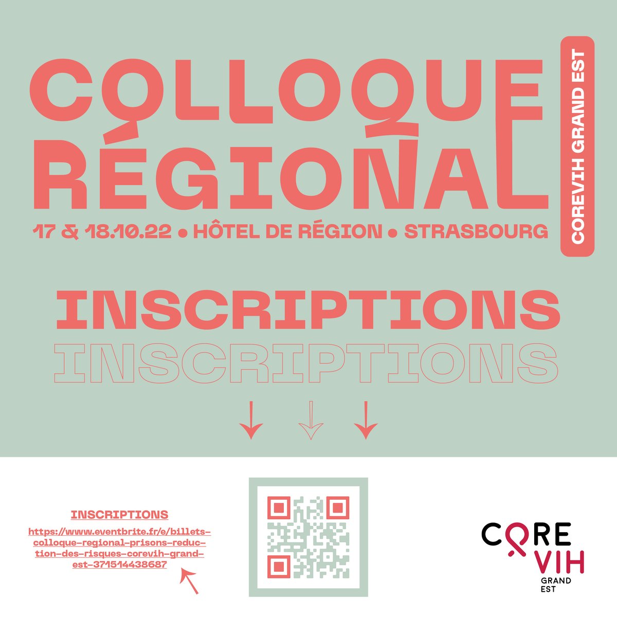 CorevihGe's tweet image. Ensemble, ouvrons les portes à la réduction des risques et des dommages en prison. Evolution, challenges et innovations en Grand Est" 
✅ Les inscriptions pour le colloque régional, organisé par le COREVIH Grand Est, sont ouvertes ! 
📆 Deux temps forts les 17 et 18 octobre 2022