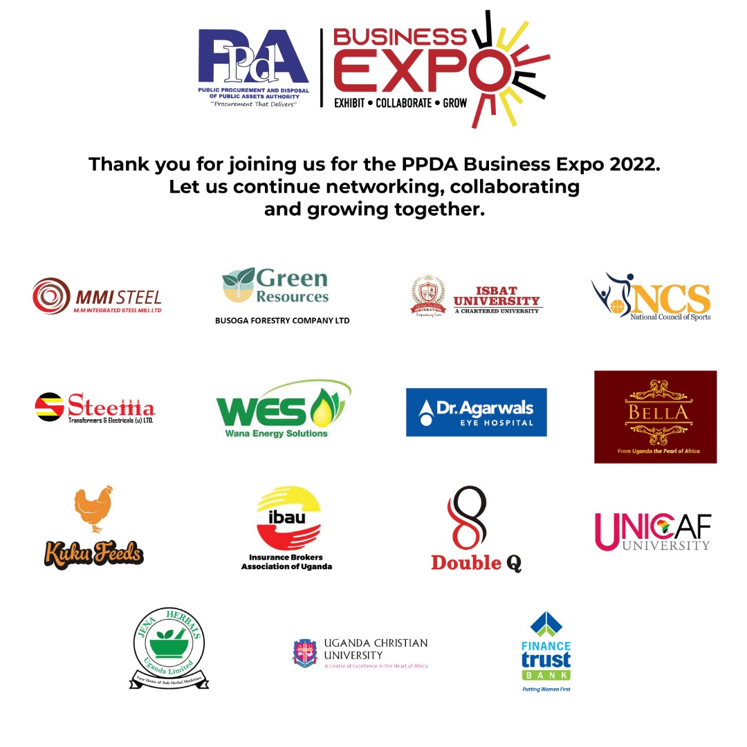 PPDAUganda's tweet photo. To all our sponsors, exhibitors, and participants, Thank you🤝.
#PromotingLocalContent
#ProcurementThatDelivers https://t.co/9zodE1LabP