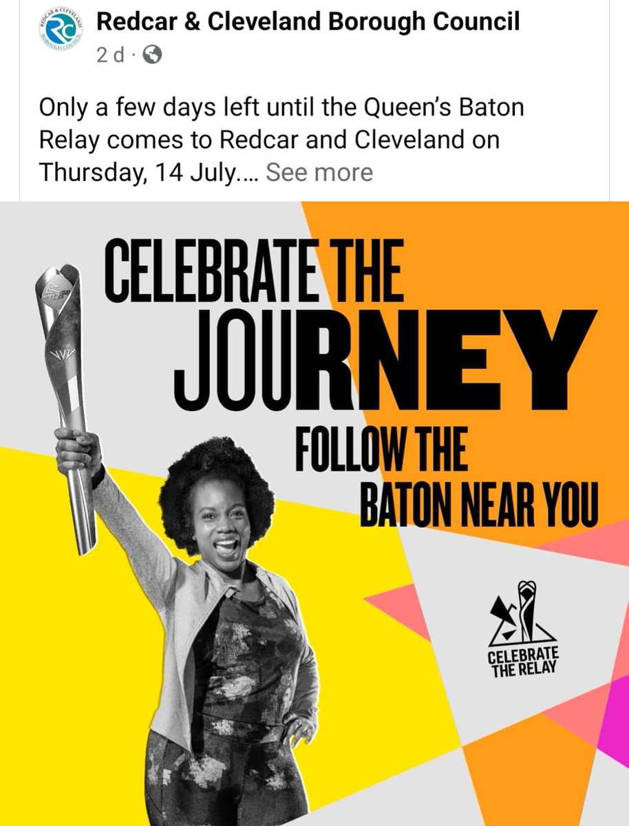 JoAtkinson2016's tweet photo. Come and see me on Thursday carrying the Queen's baton along the Redcar esplanade. My leg starts from outside the Regent cinema at 8.53am along the esplanade towards the end of Henry Street. Such an honour to carry the baton and represent Redcar. https://t.co/qlzpDQkBS4
