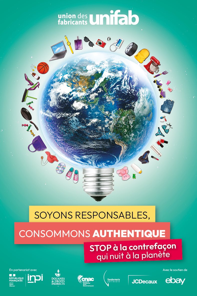 UNIFAB's tweet photo. Il est l’heure pour #unifab @douane_france @cnac_inpi @INPIFrance @Gendarmerie @PoliceNationale de lancer leur campagne et dévoiler officiellement le visuel en direct de @villecannes ! Soyons #Responsables, #Consommons #authentique - stop à la #contrefacon qui nuit à la #planete https://t.co/02KEx3sABb