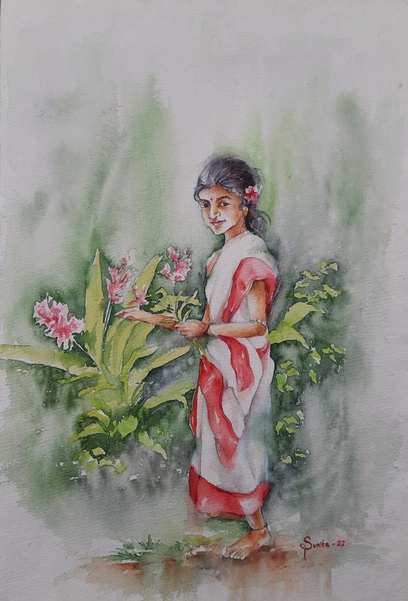 SumitasArtBook's tweet photo. Watercolour On Paper 
Size-15×22 inch..
#watercolorpainting  #watercolour #bengalibeauty #littlegirl #Indianartist https://t.co/0tPdN4qjBw