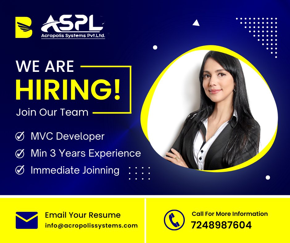 AcropoliSystems's tweet image. Are you looking for a job for the post of MVC developer with 3 years of experience and immediate joining ????
acropolissystems.com/digital-market…
#acropolissystems #MVC #mvcdeveloper #job #jobs #developers