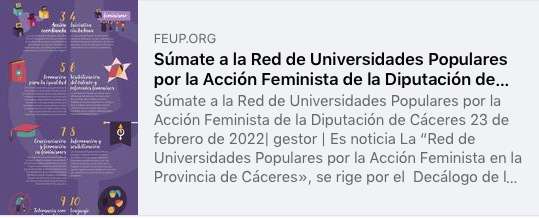 lafeup's tweet photo. 📣 ¿Conoces el decálogo feminista de #FemUp?

📝¡¡Si tú también te comprometes con él súmate a la Red de Universidades Populares por la Acción #Feminista en la Provincia de #Cáceres!!
▪️Aquí tienes cómo

🔗 https://t.co/8wxokVfFhu https://t.co/PZ2B9bJEZd