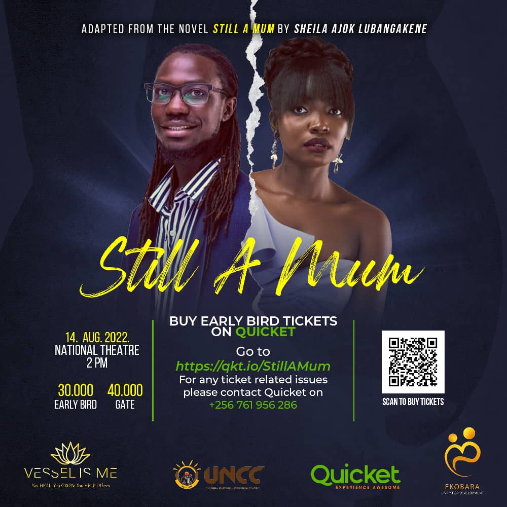 @sajok uses the novel #StillAMum to elucidate the hardships and questions that run in the mind of a childless mother.

The novel is coming to stage on the 14th of August with actors @kitakaAlex1 and @ImaniMulungi at the Uganda National Theatre.

Buy your ticket with @QuicketUG