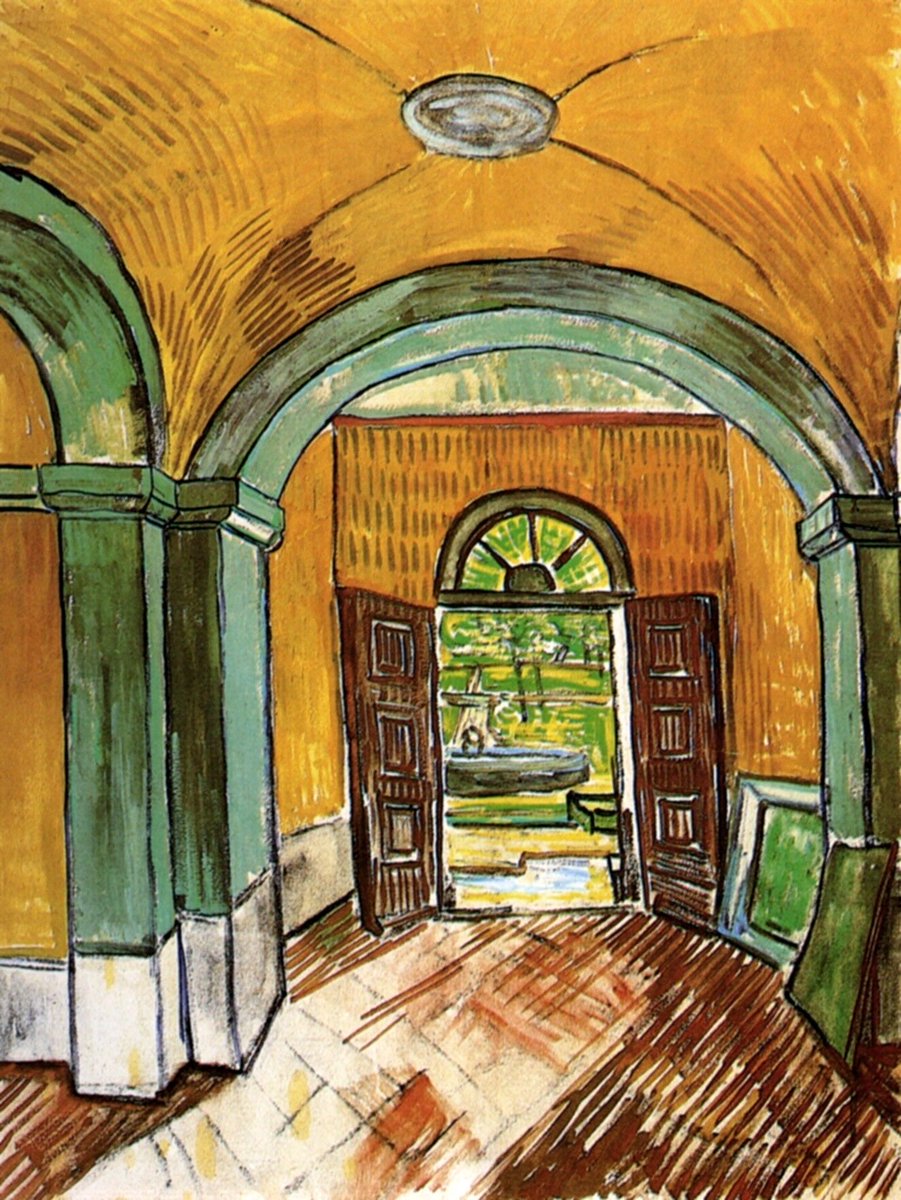 El vestíbulo de entrada del hospital Saint-Paul, 1889, Vincent Van Gogh