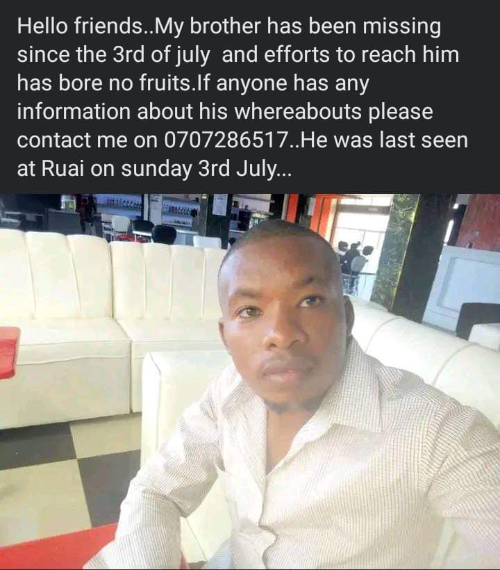 Osama_otero's tweet photo. Missing person alert!

Name: Kelvin Kuguru

Share for assistance and  awareness. Thank you. https://t.co/0CrVTZ5QFp