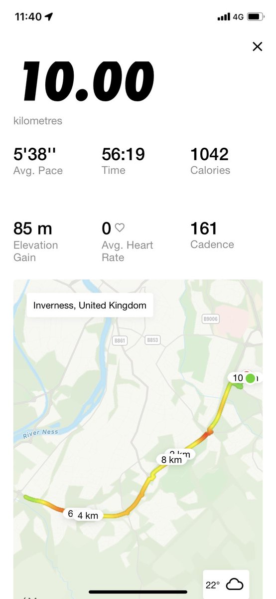 22° in the Scottish Highlands, tropical by our standards and it certainly felt it today. Yesterdays Wimbledon tv watching beers sweated out #nike #nikerunning #ukrunchat #scotland #running