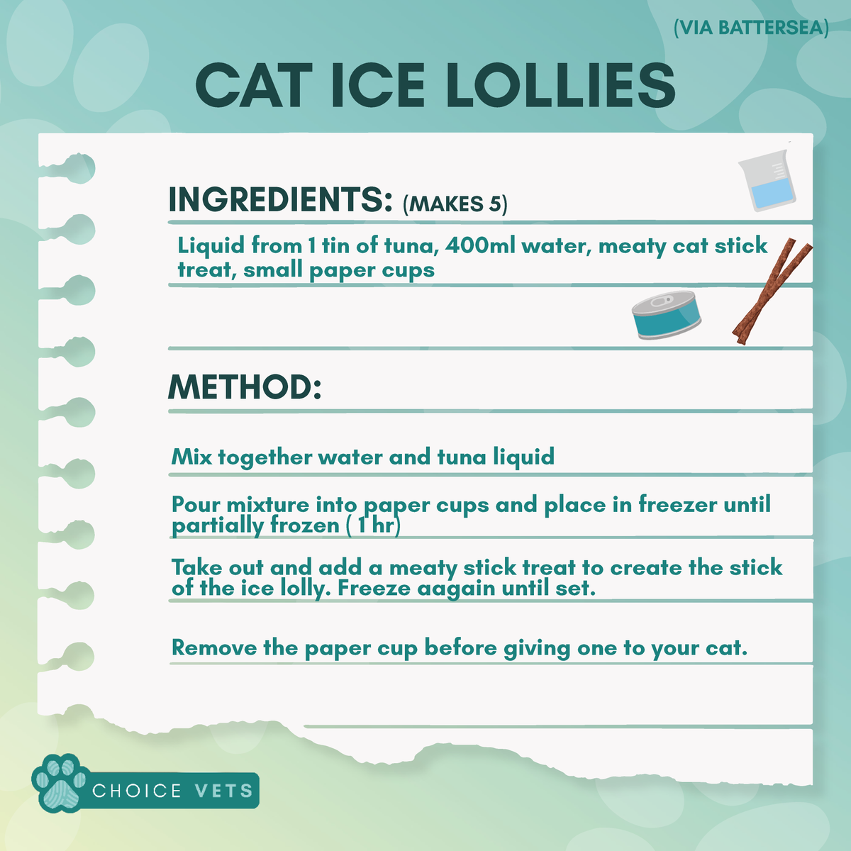 choicevets_'s tweet photo. As we have a heatwave approaching, why not make some dog &amp; cat ice lollies?☀️🍦

Make them for visitors at your practice or, display the recipes around the building. Check out the easy recipes below, courtesy of @Battersea_ 

#ukheatwave #petsinsummer #dogsinsummer #veterinary https://t.co/g5xph51TPi