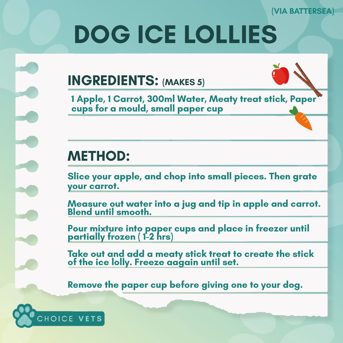 choicevets_'s tweet photo. As we have a heatwave approaching, why not make some dog &amp; cat ice lollies?☀️🍦

Make them for visitors at your practice or, display the recipes around the building. Check out the easy recipes below, courtesy of @Battersea_ 

#ukheatwave #petsinsummer #dogsinsummer #veterinary https://t.co/g5xph51TPi