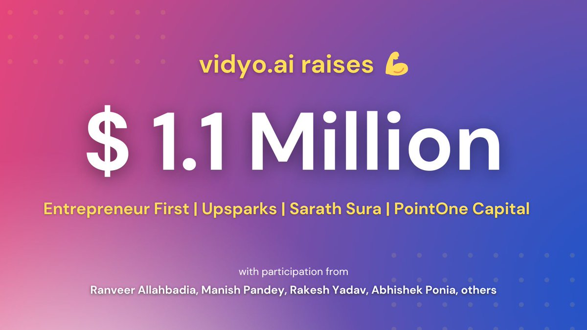 vedantm_'s tweet photo. Today, I'd like to share a small milestone with you from (hopefully) a lot more to come. 👋

https://t.co/iG9bXqaKXS has raised $1.1 Million from an amazing set of investors to build the future of video editing &amp; distribution for creators. 🎉

The beginning, however, was in 2014 https://t.co/R0j3OMbawv