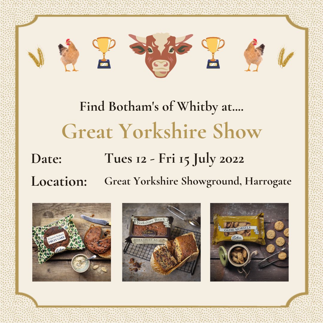 BothamsofWhitby's tweet photo. Find us at the Great Yorkshire Show - we are delighted to be exhibiting in the food tent with our delicious #yorkshire bakes! πͺπ§βπ³
@greatyorkshow
#greatyorkshireshow2022 #bothams #whitby #baking #biscuits #cake #yorkshirebrack #plumbread #gingerloaf #fruitcake https://t.co/H3tRfzHuOt
