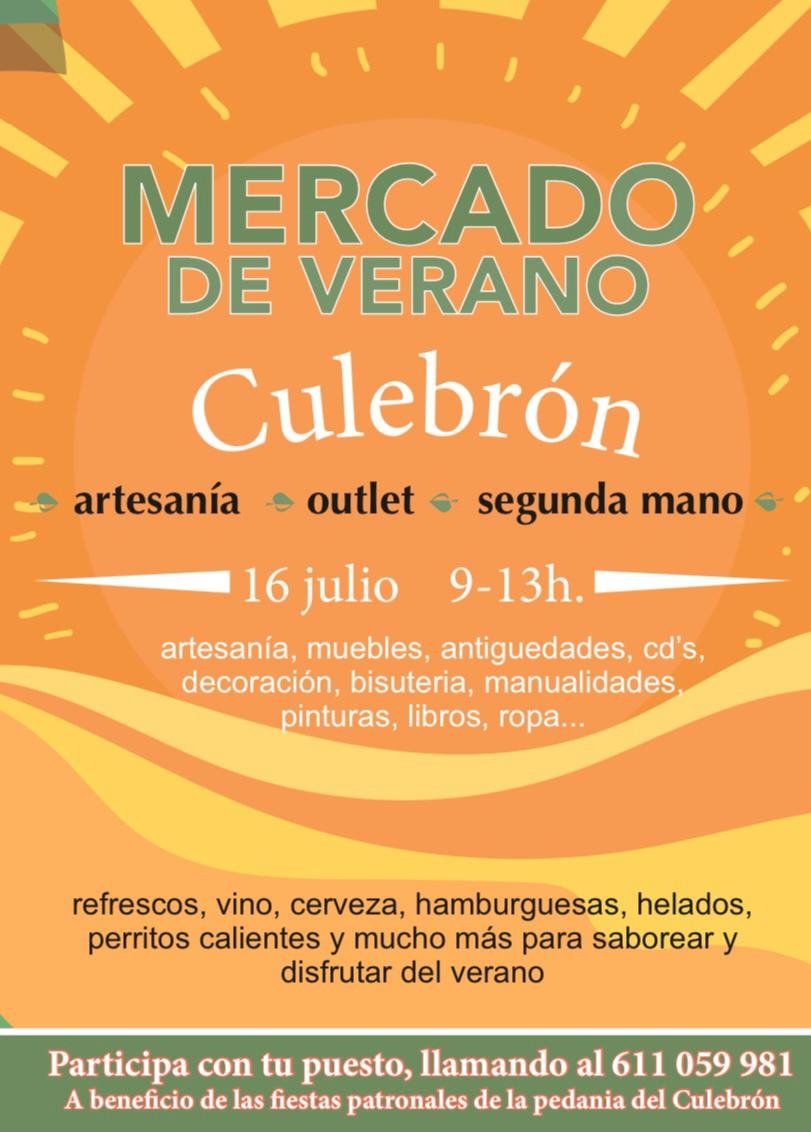 El sábado 16 de julio sera el mercado de verano de la pedanía del culebrón