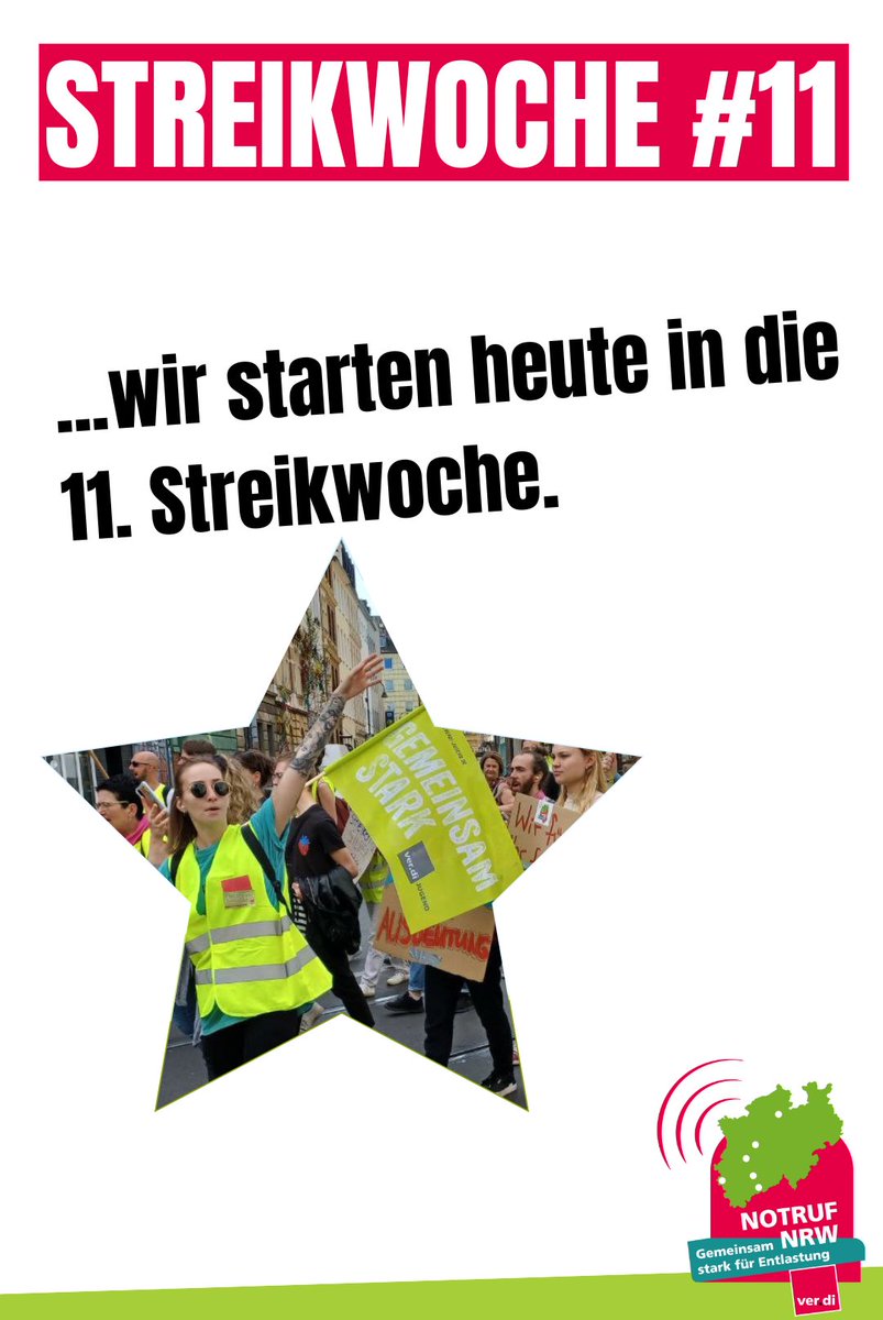 notruf_NRW's tweet photo. 🚨Wir starten in Streikwoche 11! 

Niemand hat damit gerechnet, dass es so lange dauert, um unsere Forderungen durchzusetzen.

Dabei fordern wir nur eine Verbesserung der Arbeitsbedingungen und eine gute Versorgungsqualität an den Unikliniken.
Personalmangel tötet! 
#NotrufNRW https://t.co/j9SuInqLkI