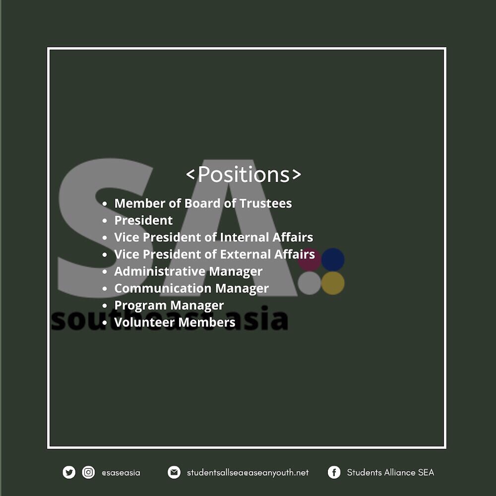 saseasia's tweet photo. We are looking for organizational officers for our organization to strengthen SASEA and deliver its mission for the youths and students in Southeast Asia and the World!
Apply here➡️ https://t.co/rtaguoOrKd
#sasea #volunteer https://t.co/C4yC0I9btC