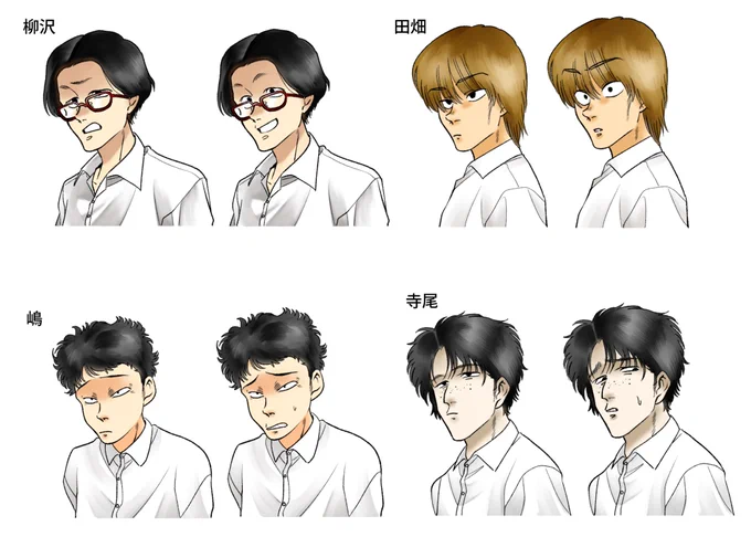 ゲームで使った立ち絵の加工前とデザインのラフ 