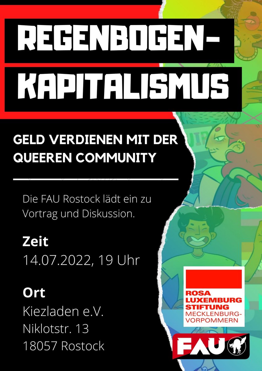 Am Donnerstag laden wir ein zu einem Vortrag über die kapitalistische Aneignung queerer Kämpfe. Kommt vorbei, Einlass ist ab 18:30.
mv.rosalux.de/veranstaltung/…