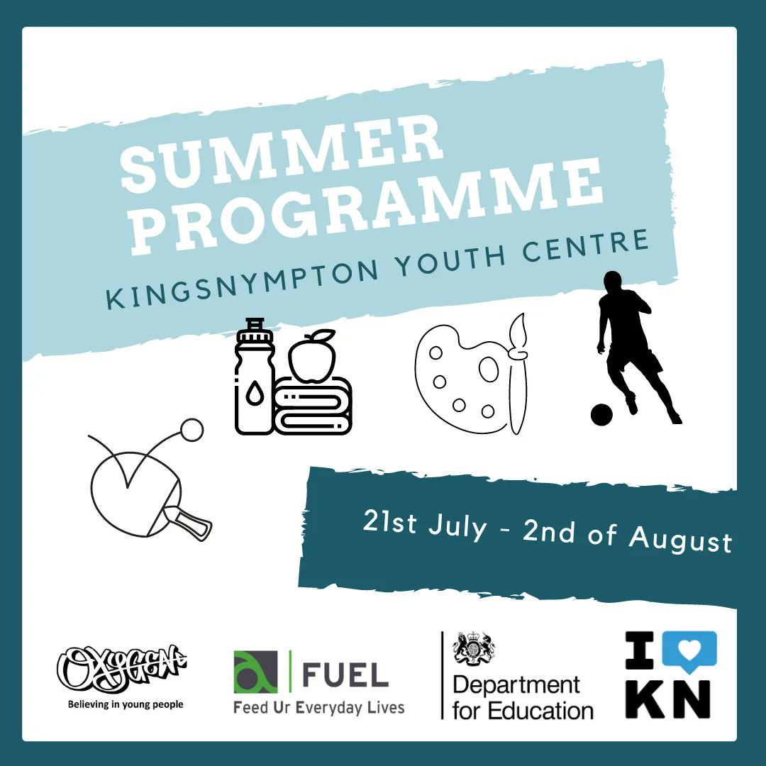 oxygenbiyp's tweet photo. Oxygen is delighted to be yet again delivering the FUEL Programme over the Summer holidays this year at the Kingsnympton Youth and Community Centre in Kingston.
See the link below to sign up!

https://t.co/RnsknToqu6 https://t.co/zKSy8YdcM9