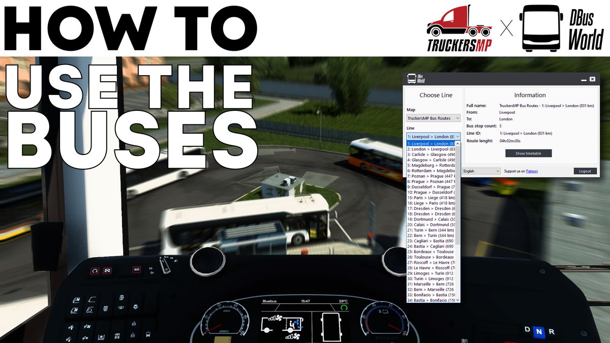 TruckersMP's tweet photo. Interested in using DBus World on TruckersMP?

Maybe you're not sure how, or have some questions?

You can watch our tutorial on how to do so! 📺

This will walk you through the whole process 😎

Watch it here now: https://t.co/u6eYWQhZ4o https://t.co/SOOTOkSml6