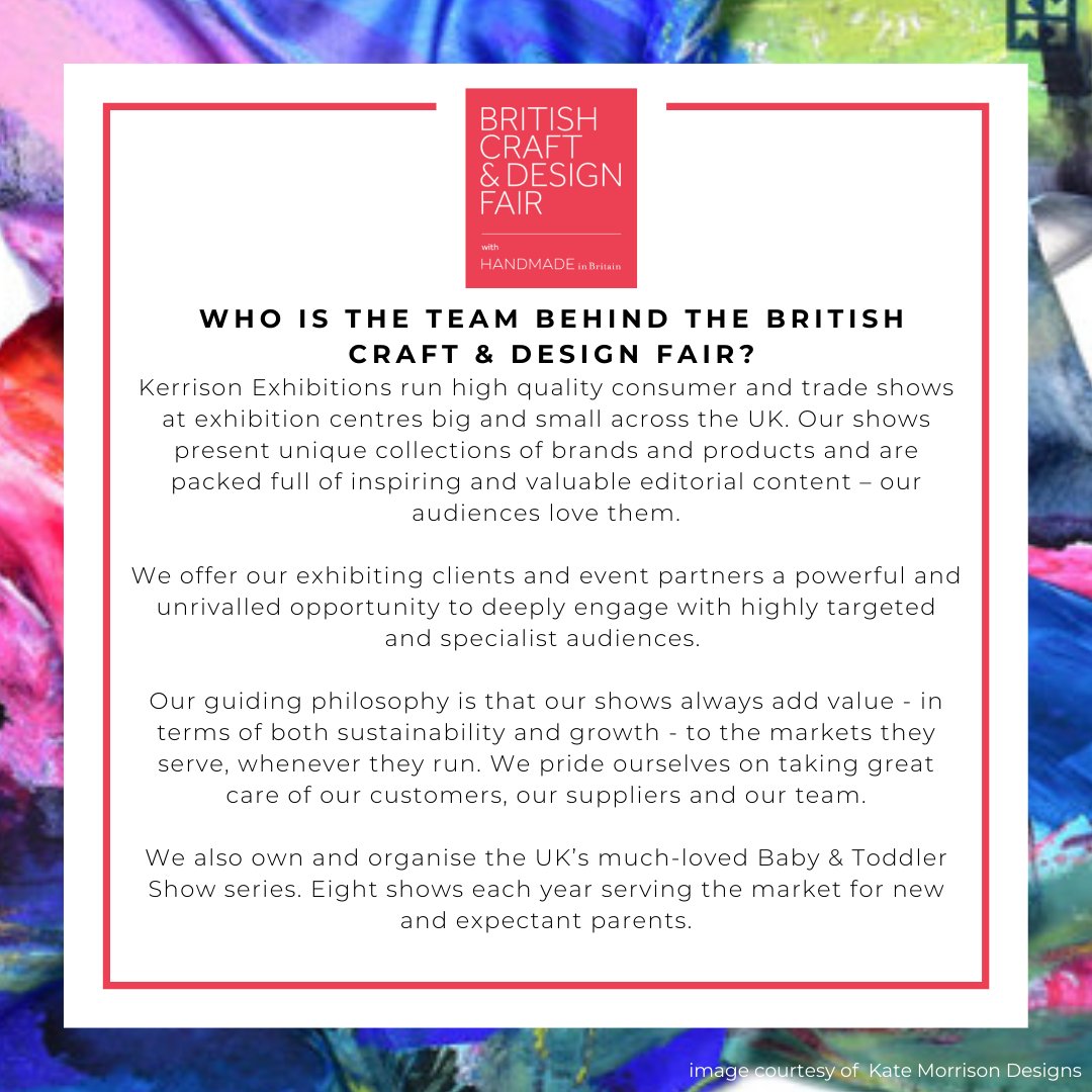Kerrison Exhibitions run high-quality consumer and trade shows at exhibition centres across the UK. Our shows present unique collections of brands and products and are packed with inspiring and valuable editorial content – our audiences love them. More details at link in bio. 🔗