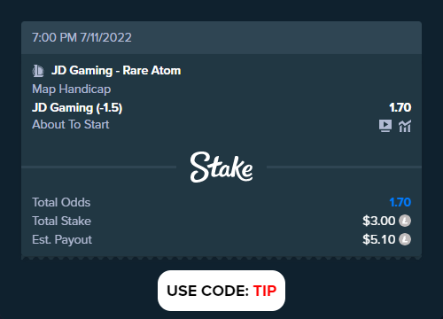 stakesportsbet's tweet photo. JD Gaming - Rare Atom
Bet slip link: https://t.co/otT0vEabCP
#JDGaming #RareAtom #pundix #sportsbet https://t.co/0LSaADfLBz
