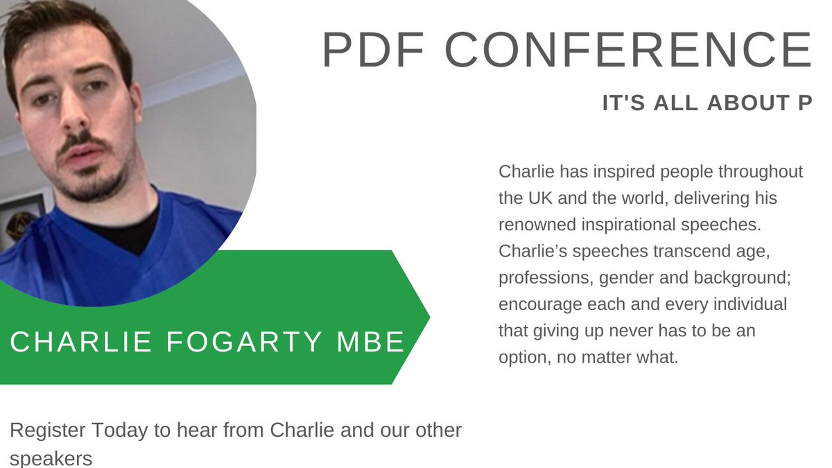 Charlie’s inspirational story &amp; never give up attitude has been recognised by him being awarded an MBE for services to Young People.  Register for The PDF Conference to hear his story and hear from our other speakers.
#professionaldeputy #courtofprotection
ow.ly/tWqR50JSEuq
