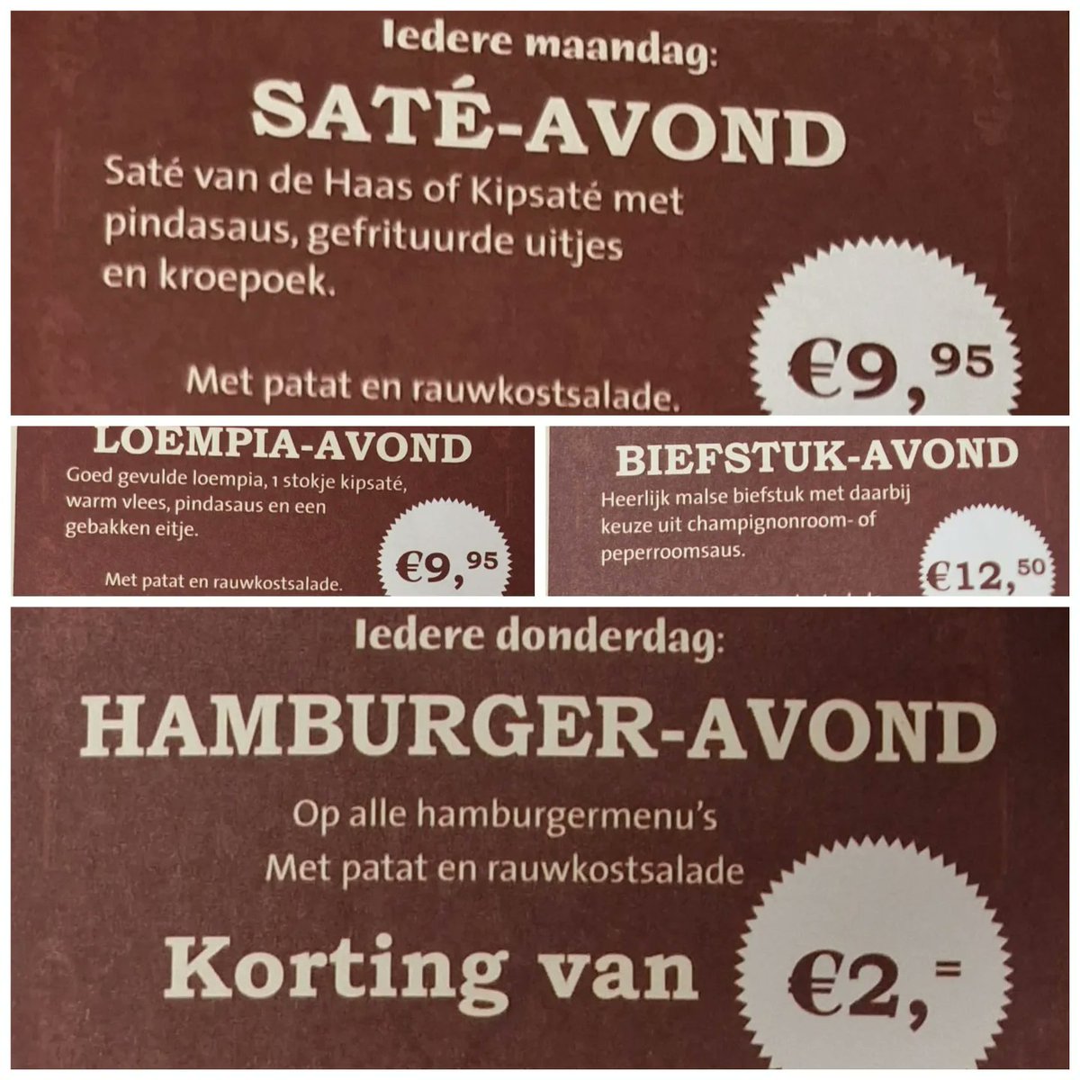 🌞🌡Mooie temperaturen voor de boeg🌡🌞! Reserveer een tafeltje binnen of op ons terras!
Vergeet niet onze dagacties, de saté-avond, loempia-avond, biefstukavond of hamburgeravond.
Of kom jij liever langs voor onze bestseller "milkshake oreo"🍦#waddinxveen