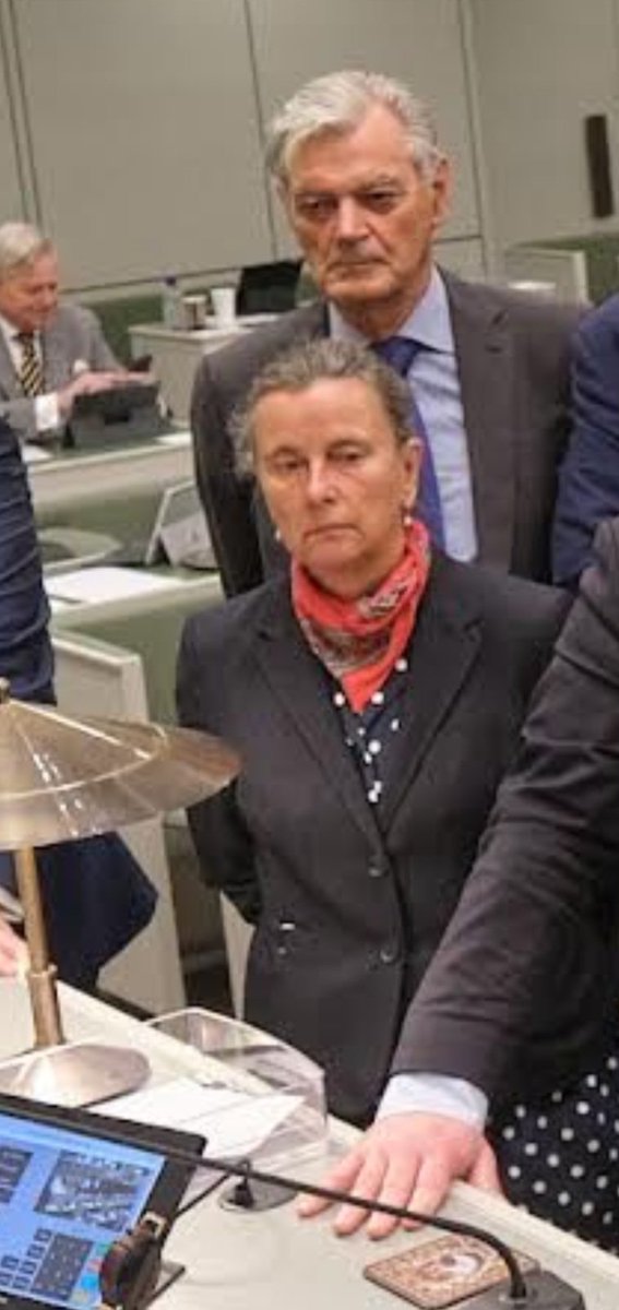 Frau #ObersturmbanfűhrerFaber van de #PVV met de rode boerenstrop om haar nek in de #EersteKamer.
#CETA
