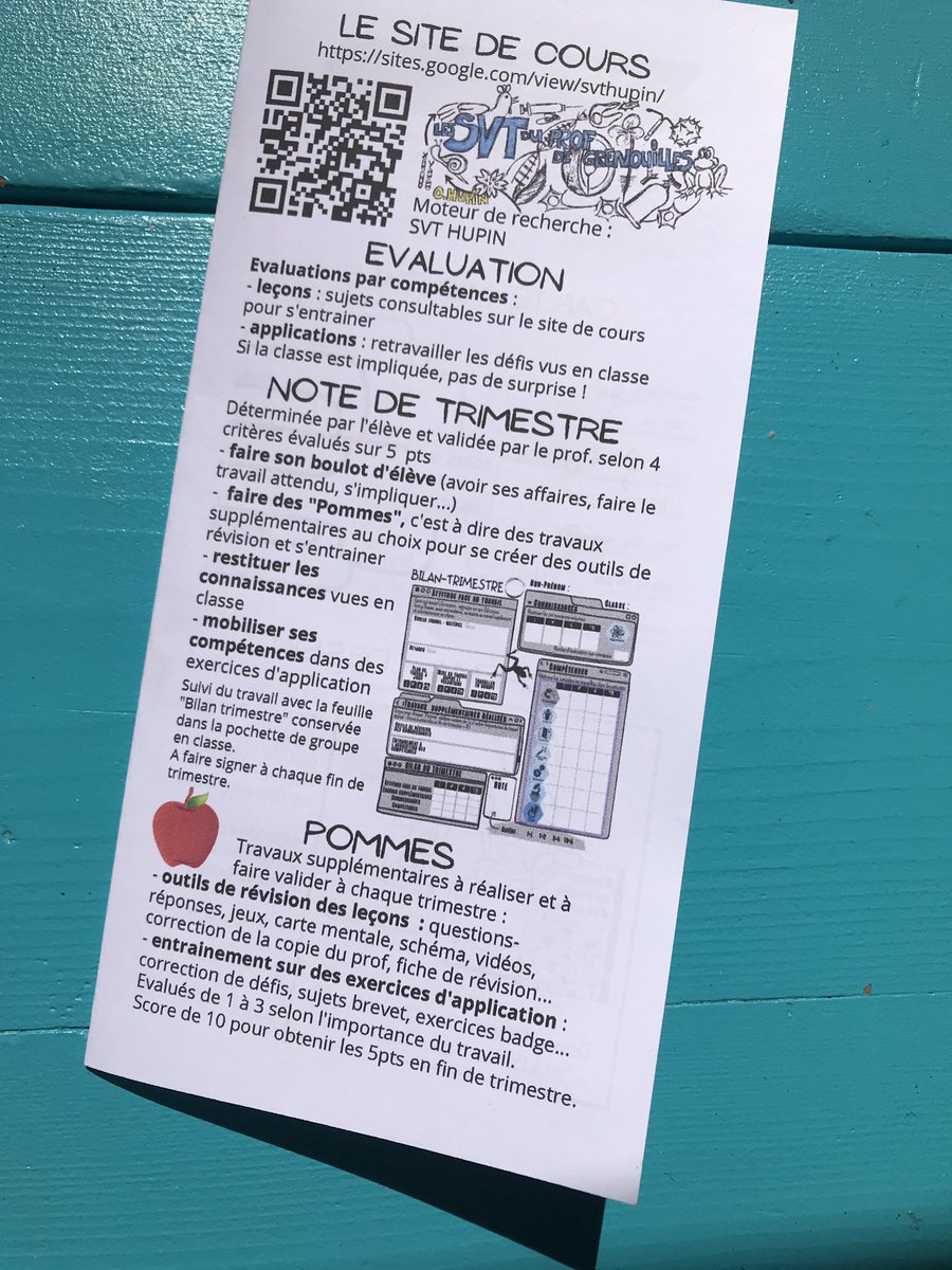 LGrenouilles's tweet image. Nouvelle version de la fiche de suivi permettant une co-évaluation et d’établir la note de trimestre - Mémento SVT (fonctionnement - conseils méthodo -  échelle de tps et d’espace) - Clg 4e et 3e