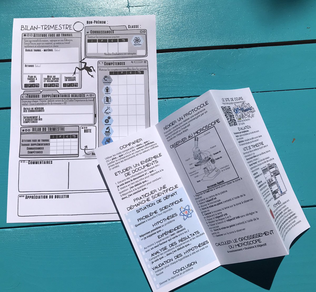LGrenouilles's tweet image. Nouvelle version de la fiche de suivi permettant une co-évaluation et d’établir la note de trimestre - Mémento SVT (fonctionnement - conseils méthodo -  échelle de tps et d’espace) - Clg 4e et 3e