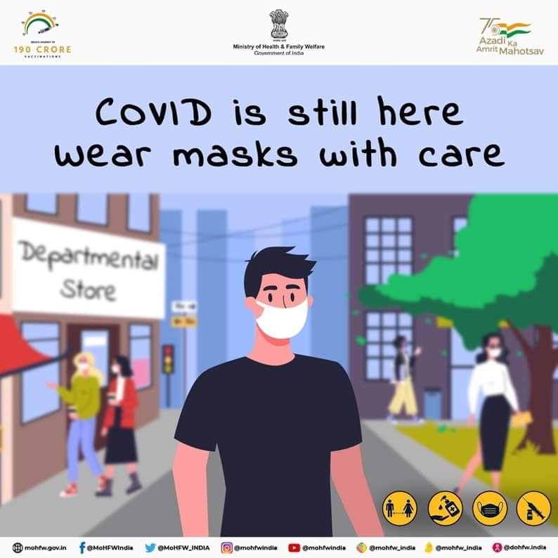 Covid is Still here.. 
Wear masks with care... 

Kindly RT

<a href="/OfficeOfLGJandK/">Office of LG J&K</a> <a href="/diprjk/">Information & PR, J&K</a> 
<a href="/HealthMedicalE1/">Health & Medical Education Department J&K</a> @DivisionalComm1 <a href="/DHSKashmir/">Health Department Kashmir</a> <a href="/NHMJK5/">NHM, J&K</a> 
<a href="/srinagaradmin/">Srinagar district administration</a> <a href="/DC_Budgam/">Deputy Commissioner Budgam</a> 
<a href="/DCBaramulla/">Deputy Commissioner Baramulla</a> <a href="/dcbandipora/">Deputy Commissioner Bandipora</a> 
<a href="/dckupwara/">Deputy Commissioner Kupwara</a> <a href="/DcKulgam/">Deputy Commissioner Kulgam.</a> <a href="/DCAnantnag/">Deputy Commissioner Anantnag</a> <a href="/dcpulwama/">Deputy Commissioner Pulwama</a> <a href="/dcganderbal/">Deputy Commissioner Ganderbal</a> <a href="/dmshopian/">District Shopian Official</a> <a href="/SMC_Srinagar/">Srinagar Municipal Corporation</a>