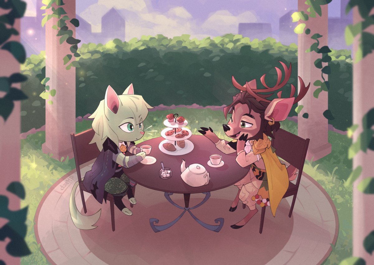 dar_alt's tweet photo. Tea time with Cat!Byleth and Deer!Claude 🐈🫖☕️🦌

for  @whang_b https://t.co/E82RI5ARdM