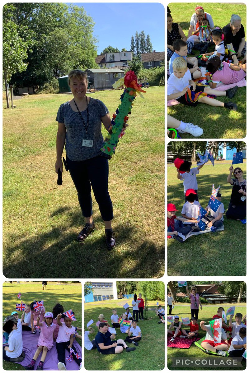 DEPschool's tweet photo. This morning Dame Ellen held their own Commonwealth Opening Ceremony to mark the beginning of our themed week. Each class performed representing their countries. We even had our own baton designed and class messages were read aloud. @Birmingham_SGO @birminghamcg22 #B2022 #qbr2022 https://t.co/IJvPTGQVeZ