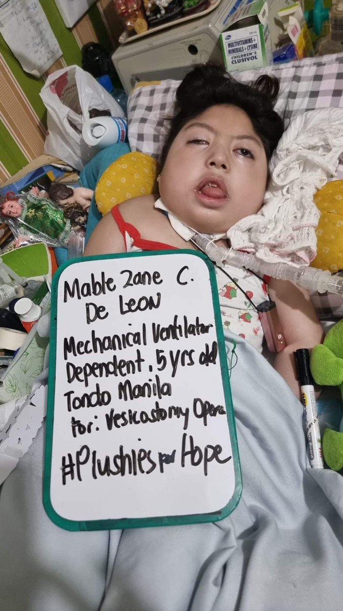PlushiesForHope's tweet photo. Please don't scroll without sharing

Help us raise funds for our ventilator dependent warriors
Mable Zane needs funds for her operation on July 15 - (Vesicostomy) &amp; Methusela needs funds for his everyday needs such as milk, diaper &amp; oxygen tank supply. 

Donation link on reply https://t.co/vsiwjVFpsf