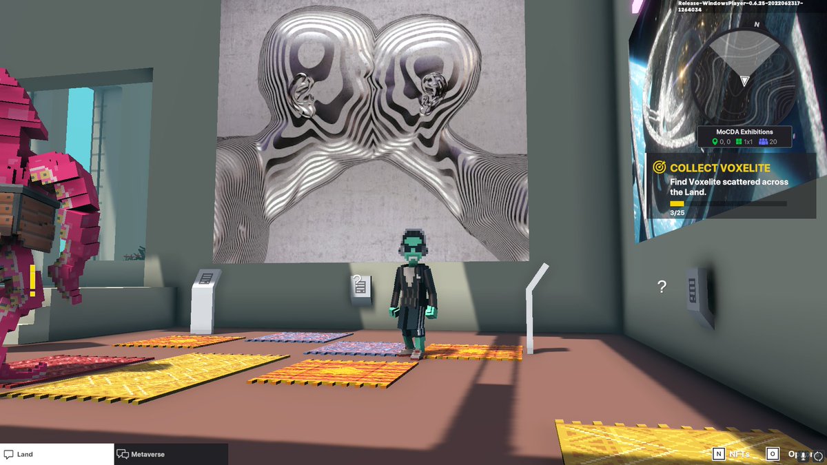 Nefer99's tweet photo. @TheSandboxGame @MOCDA_ I just participated in the #TheSandbox weekly contest for a chance to win 200 mSAND! Here is my favorite piece from the ‘Impossible Worlds’ exhibition, check out my screenshot below!
👇 https://t.co/dYNGgUnH10