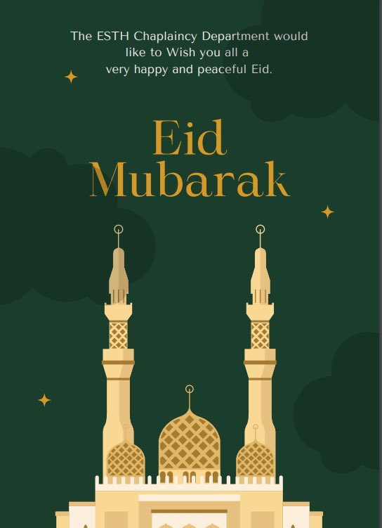 Thank you for the lovely messages in your bulletins. @epsom_sthelier @EsthNorma @SuttonHandC @SurreyDownsHC We had a wonderful Eid celebration with friends and family over the weekend. 😊