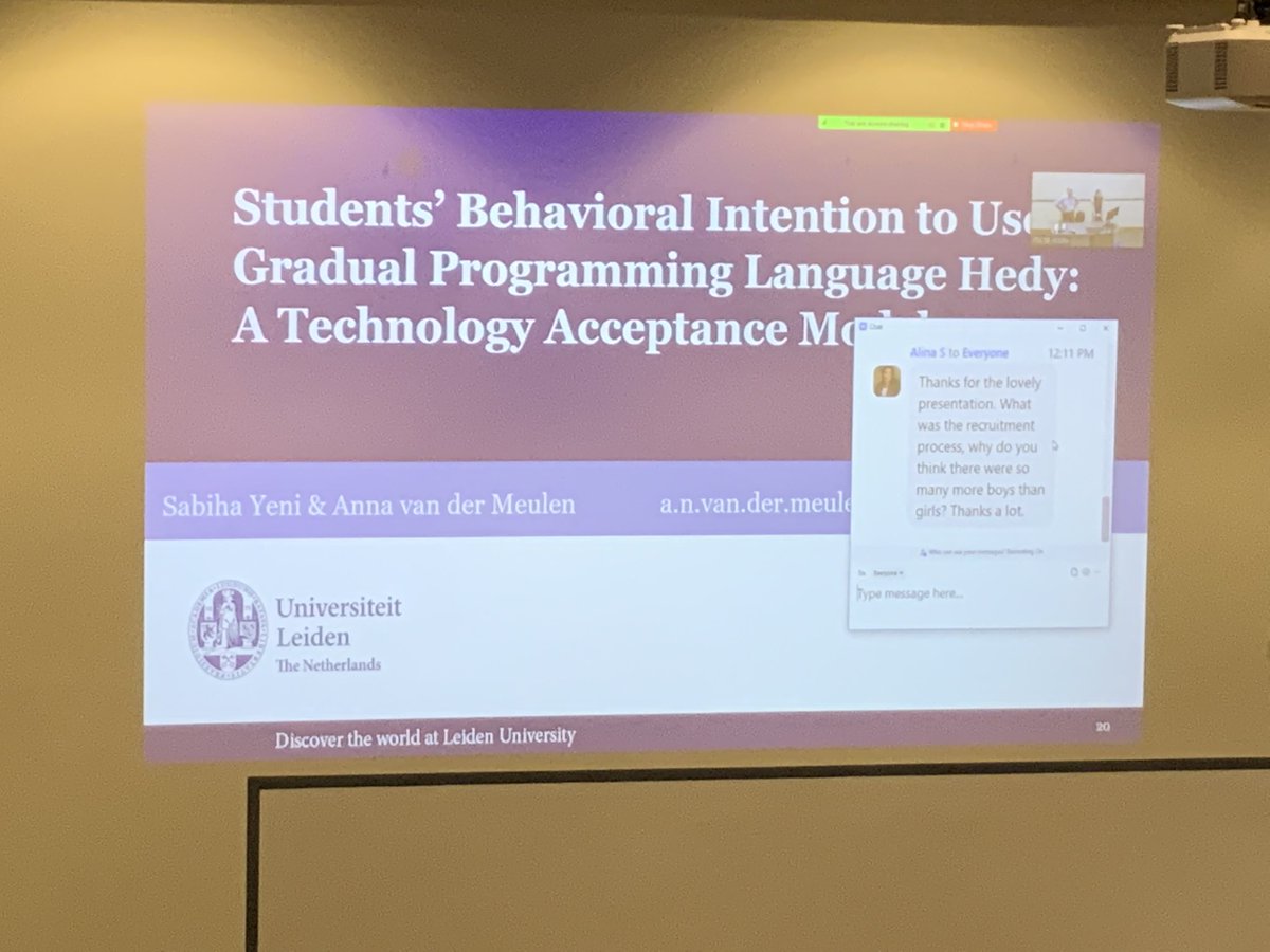 guzdial's tweet image. Paper at #ITICSE2022 on @hedycode. Students in the study (at all levels) found all levels of Hedy as more “real programming” than @scratch because it was about text. But mostly male students, and not clear if the tasks matched students’ interests (Q from @lauren_marg).