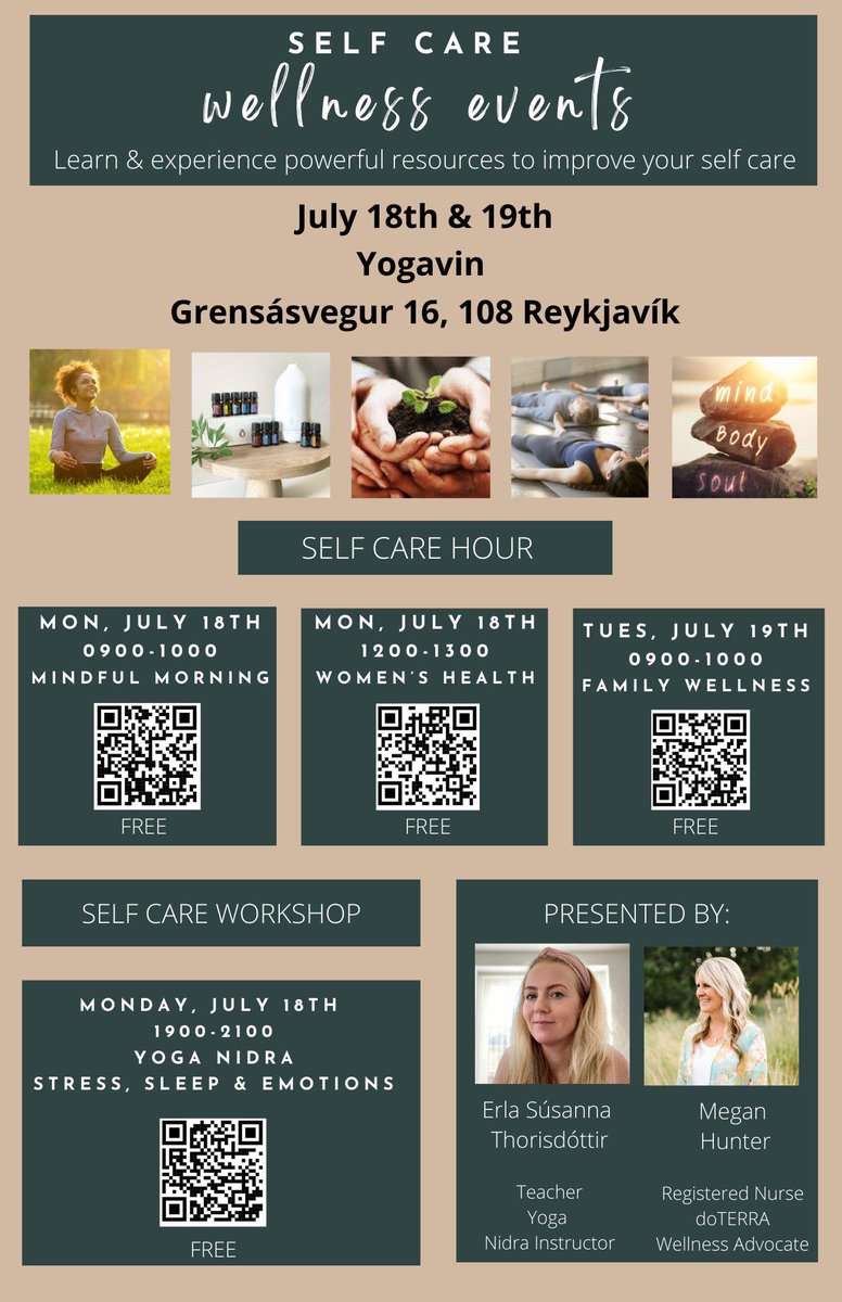 Sjálfsumhyggju og hamingjustundir í <a href="/yogavin/">yogavin</a> dagana 18. og 19. júlí. Frír yogatími dagana 18. - 24. júlí fylgir með. Frítt inn. Það þarf að skrá sig :)