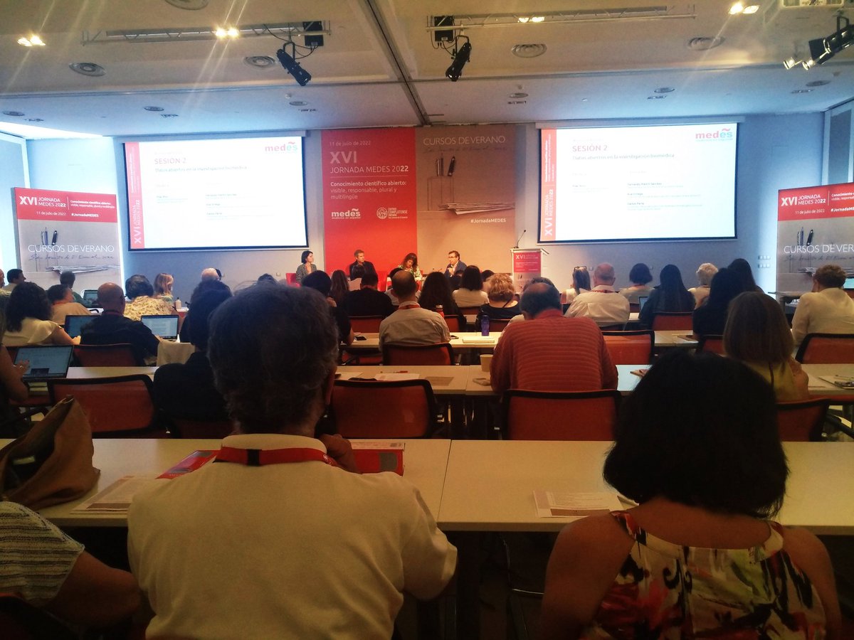 Debatiendo y aprendiendo sobre conocimiento científico abierto en la #JornadaMEDES Datos abiertos para la investigación biomédica; retos éticos, tecnológicos y organizativos <a href="/CursosVeranoUCM/">Cursos de Verano UCM</a> <a href="/FundacionLilly/">Fundación Lilly</a>