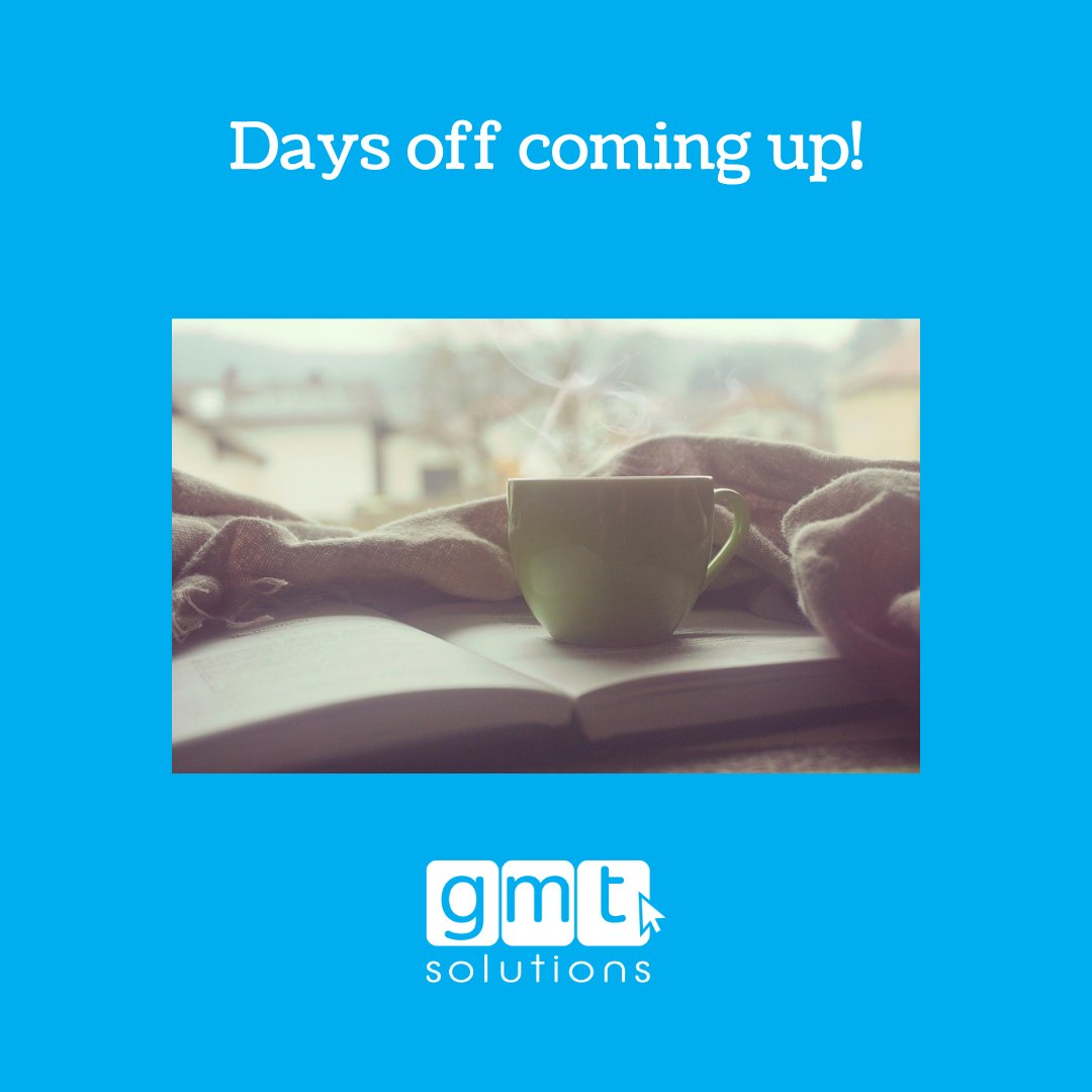 GMTComputing's tweet photo. I'll be having a few odd days off during July, so as always, it's best to phone us before you make a trip to the office just to make sure someone's there.  We'll be closed on Thursday afternoon this week, and reduced hours on Friday as Graham is coming up from Bucks to cover. https://t.co/M7bByaoDQh