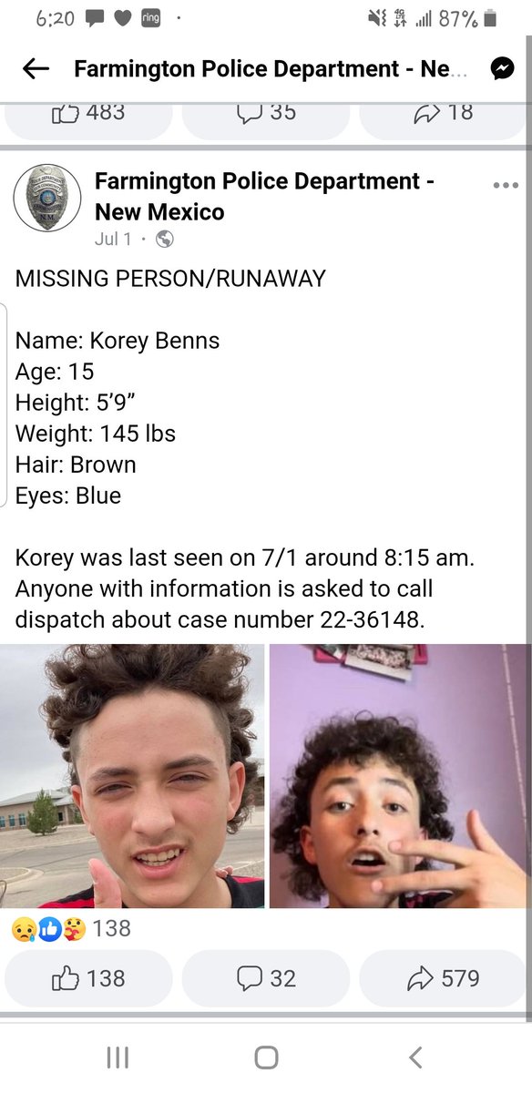 CoffindafferFBI's tweet photo. Someone in our community is missing their loved one as pictured below. Unknown the effort LE is putting in since Korey apparently left on his own accord, but getting his face and name out there hoping someone may recognize him and that he may be returned home soon.
#runaway https://t.co/EnSOmCigyD