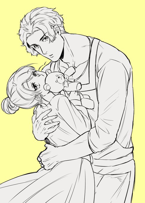 そういえばこれはクマ蜜の扉絵の下書きなんだけど人に見せるラフとか案とかはとりあえず形はわかるように描いてる…
個人の趣味の場合は結構さっきのラフみたいに大体～の大きさとか位置決定～くらいだけど… 