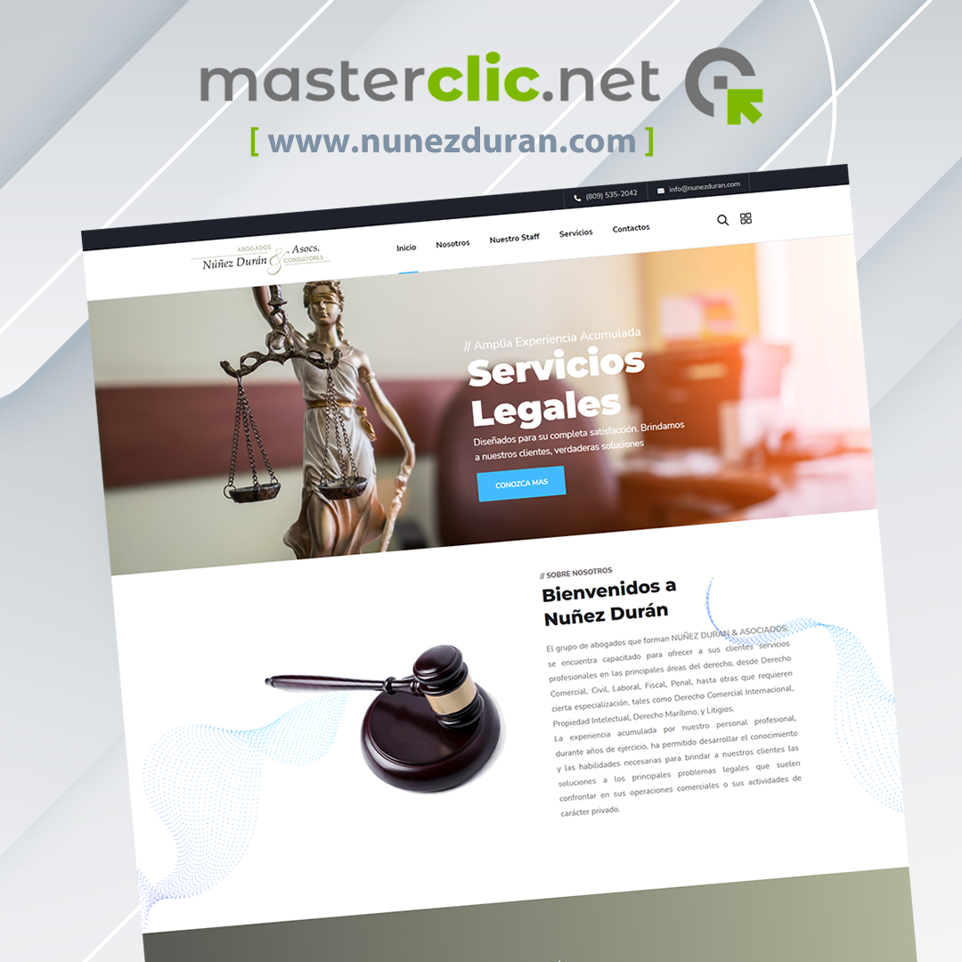 masterclic's tweet photo. Nuevo Cliente Satisfecho 🤝: NUÑEZ DURAN &amp; Asociados: Oficina de abogados.
https://t.co/4XyeUK3hhX
Nunca antes fue tan fácil tener presencia objetiva en la web.🎯
Llámanos hoy: 829.844.8072 (WhatsApp). https://t.co/IKhDBHriSe
#diseñoweb #desarrolloweb #marketingdigital #mypimes https://t.co/vDr6vgH3ev