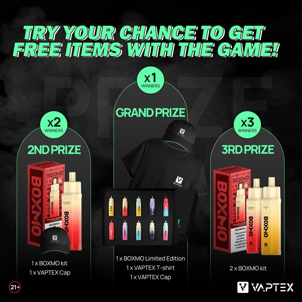 VaptexOfficial's tweet photo. Go get the chance to win Prize as long as participate in the matching game with the fastest record!π
Please comment and like to start the first step!
Visit the Website to start the game
https://t.co/AFfVbiPsLb
Winners will be drawn at the end of this month!
#VaptexCampaign https://t.co/N5HhZn0rP8
