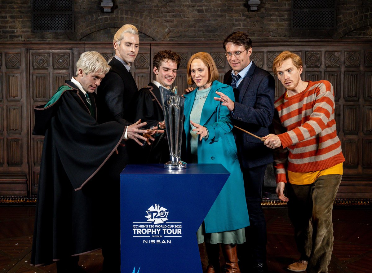 A visit for the trophy to the set of Harry Potter and the Cursed Child in Melbourne 🧙‍♂️

No spells cast this time, we're saving the magic for on the field later this year. 

#T20WorldCup