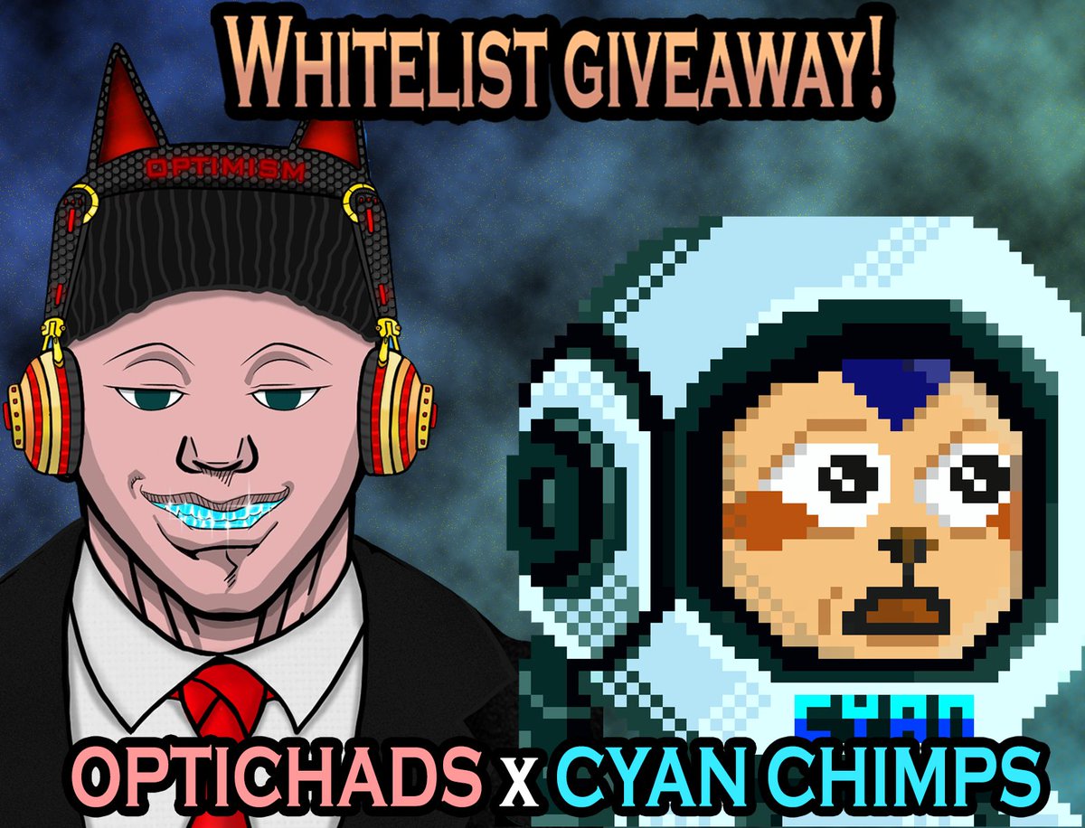 HoneySlop's tweet photo. 🎁 Cyan Chimps NFT Giveaway 🎁 

🏆 5 Free Cyan Chimps WL Spots 🏆 

💪 + 🐵

1️⃣ Follow 
@OptiChads
 and 
@cyanchimps 
2️⃣ Like, RT, and Tag friends
3️⃣ Join https://t.co/sekZHiQTYA
4️⃣ React 🎉 in #🎁giveaways

⏰ Winners announced in 24 hours!

@optimismPBC
@quixotic_io https://t.co/JOXc4zqrNR