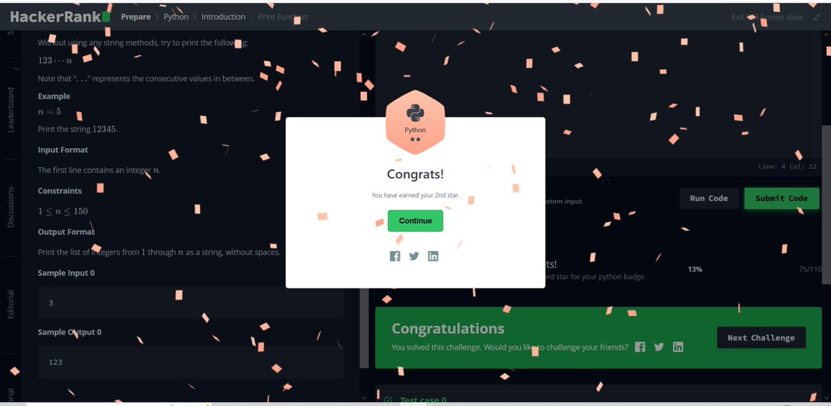 Jismi_02's tweet photo. ☑️ Day 4..!
#python
#HackerRank
#100DaysOfCode https://t.co/MOSIUrlKh5