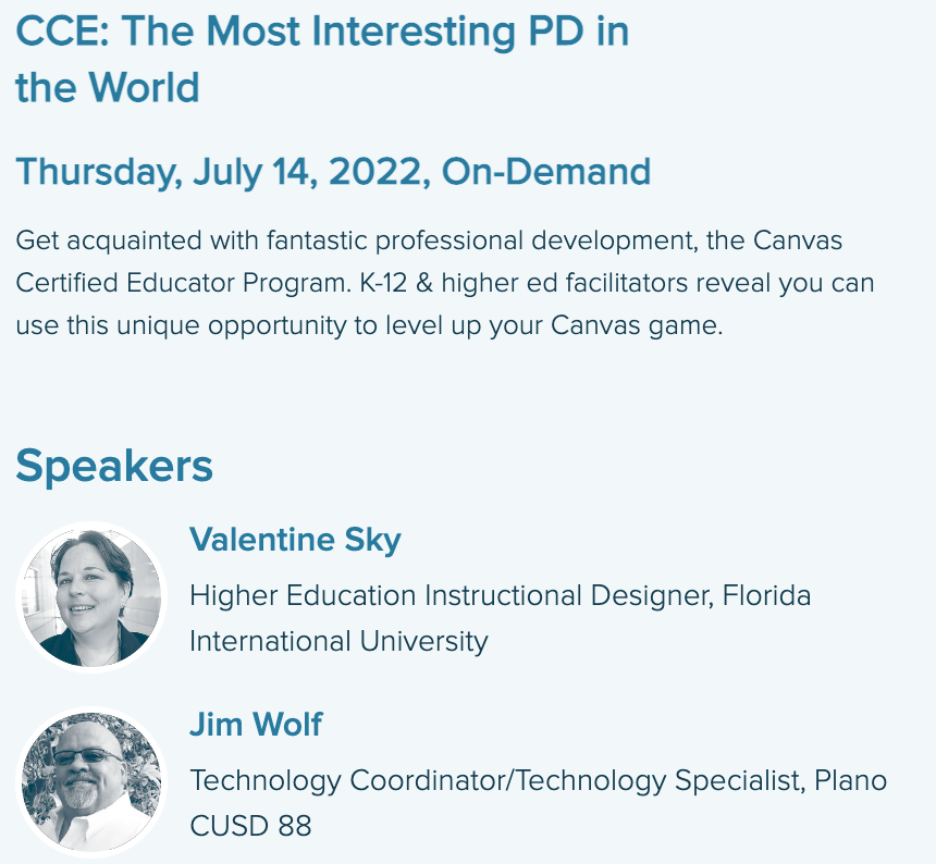 I mean, where do you even begin with @skyvking & @wjameswolf?

Two @Canvas_by_Inst CCE instructors, power users, and awesome humans are teaming-up for this session!

It's guaranteed to be a good time! #CCE #CanvasCertified