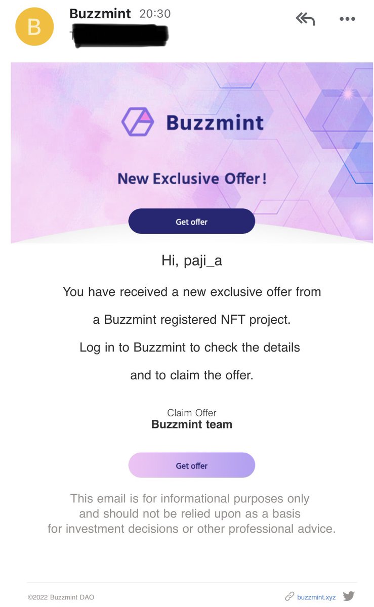 Buzzmintに新しいNFTプロジェクトのオファーが来てます！