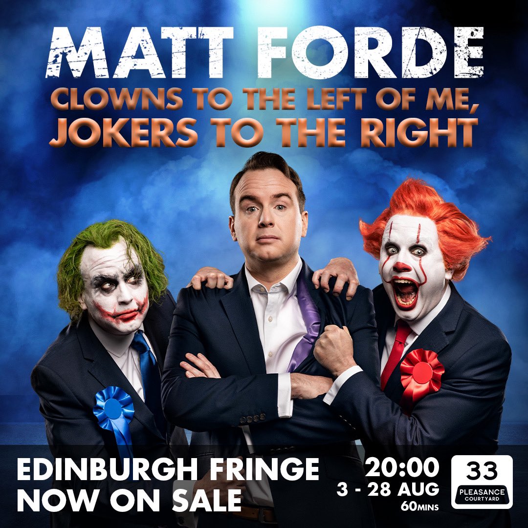 My Edinburgh run is now on sale, impeccably timed to fall in the middle of another Tory leadership contest.

pleasance.co.uk/event/matt-for…